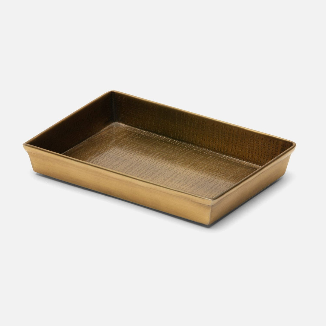 Remy, Antique Brass, Soap Dish, Rectangular Straight, Textured Stainless Steel