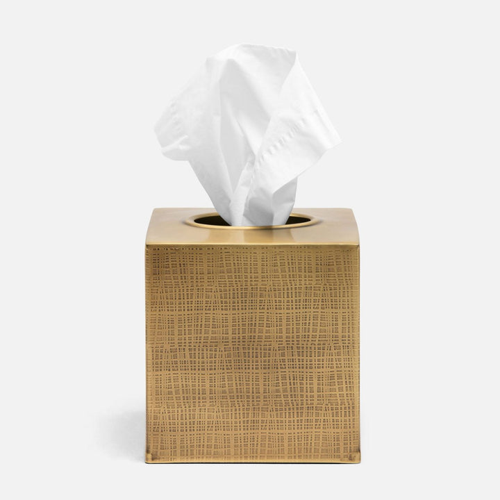 Remy, Antique Brass, Tissue Box, Square Straight, Textured Stainless Steel