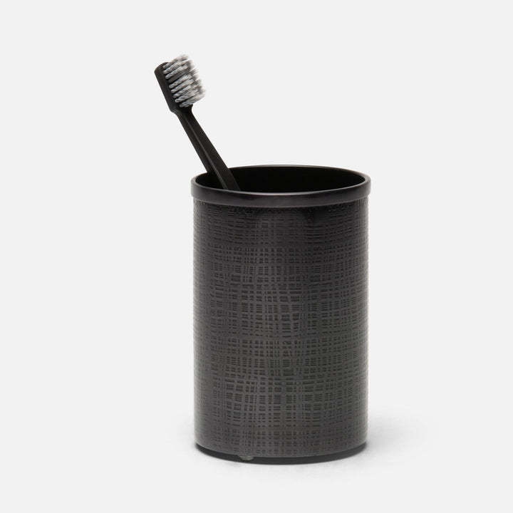Remy, Antique Dark Nickel, Brush Holder, Round, Textured Stainless Steel
