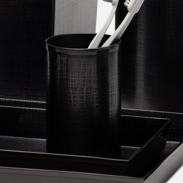 Remy, Antique Dark Nickel, Brush Holder, Round, Textured Stainless Steel