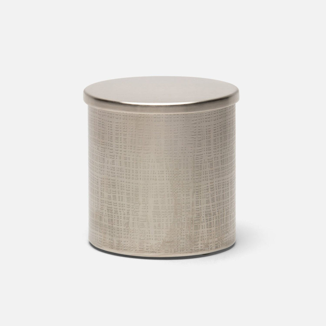 Remy, Pewter, Canister, Round, Textured Stainless Steel