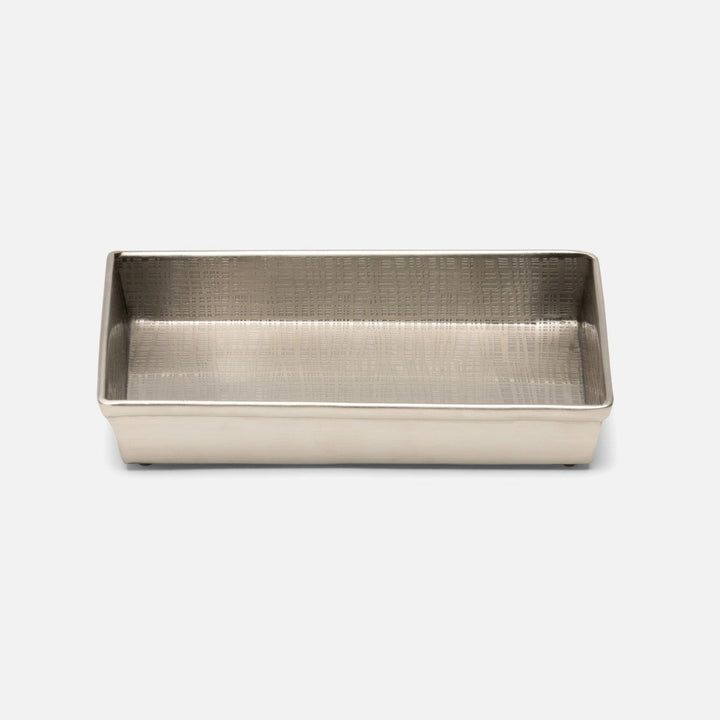 Remy, Pewter, Soap Dish, Rectangular Straight, Textured Stainless Steel