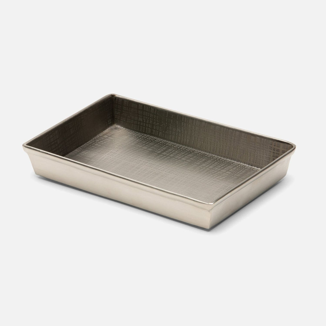 Remy, Pewter, Soap Dish, Rectangular Straight, Textured Stainless Steel