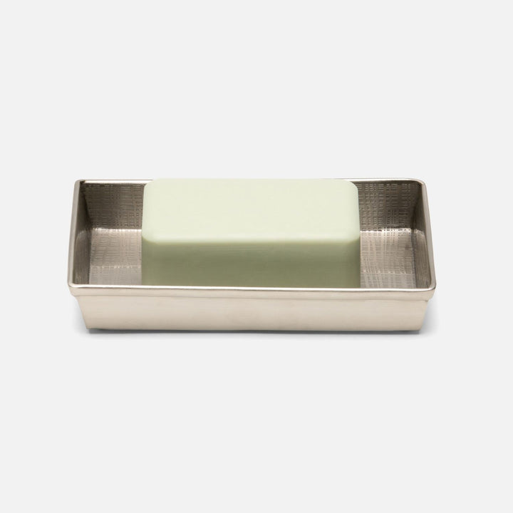 Remy, Pewter, Soap Dish, Rectangular Straight, Textured Stainless Steel