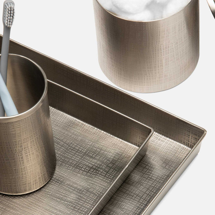 Remy, Pewter, Nested Trays, Rectangular Straight, Textured Stainless Steel, S/2