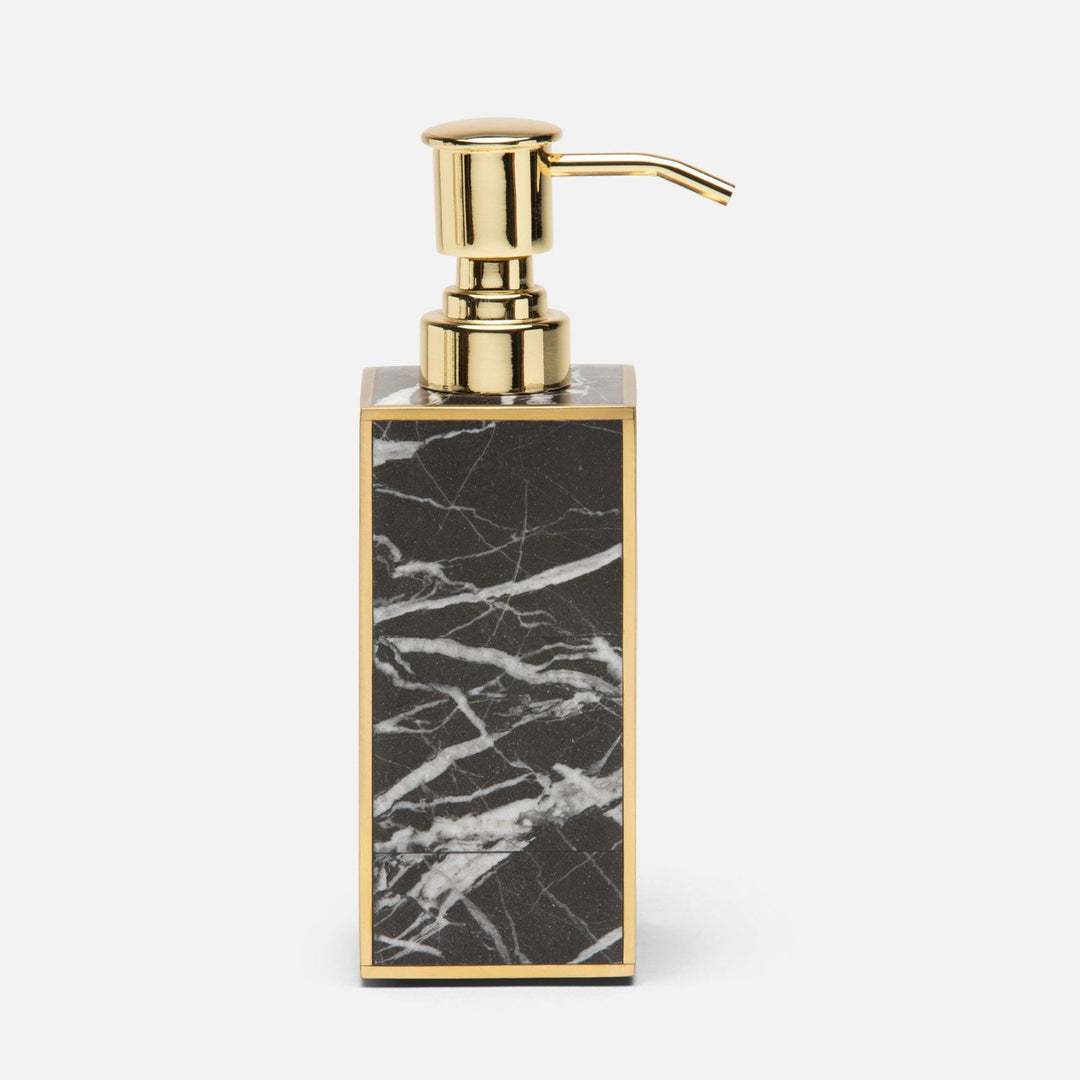 Rhodes, Nero, Soap Pump, Square Straight, Marble With Brass