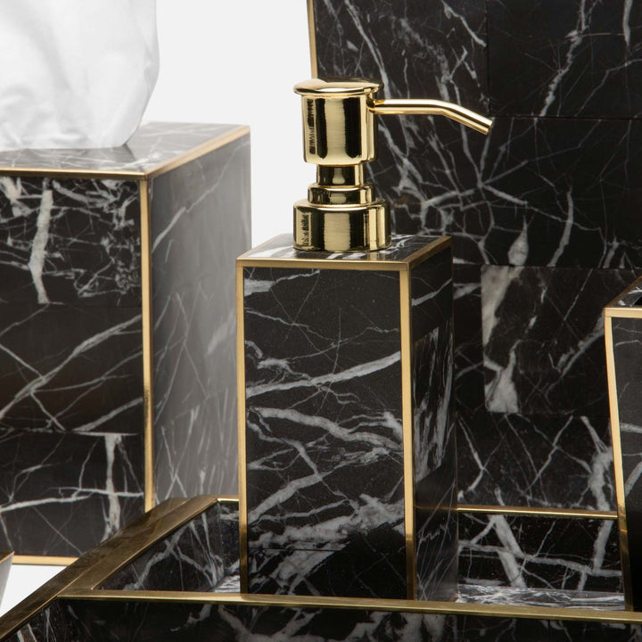Rhodes, Nero, Soap Pump, Square Straight, Marble With Brass