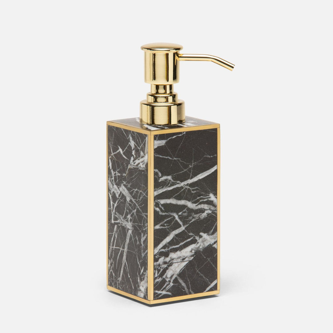 Rhodes, Nero, Soap Pump, Square Straight, Marble With Brass