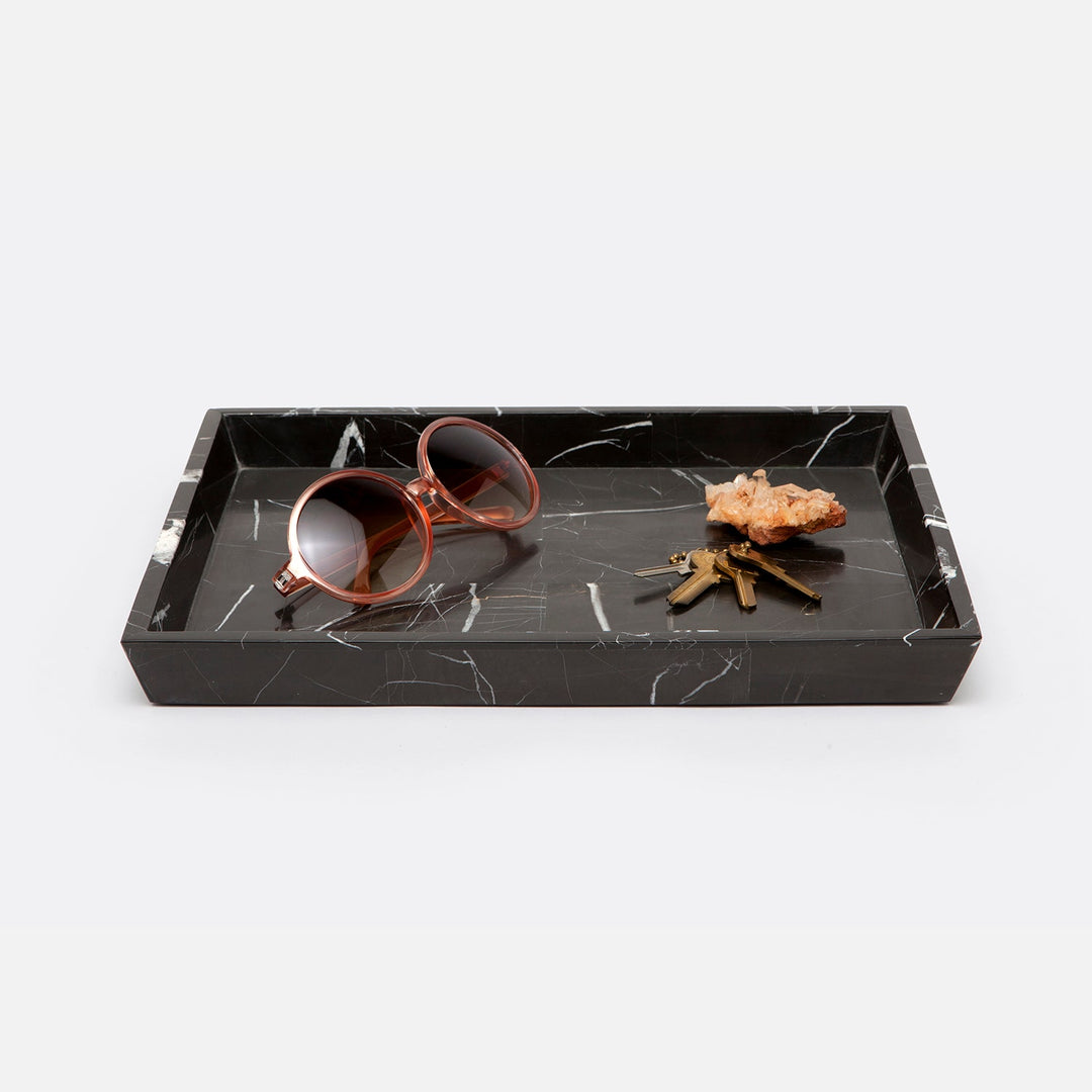 Rhodes, Nero, Large Tray, Rectangular Tapered, Marble