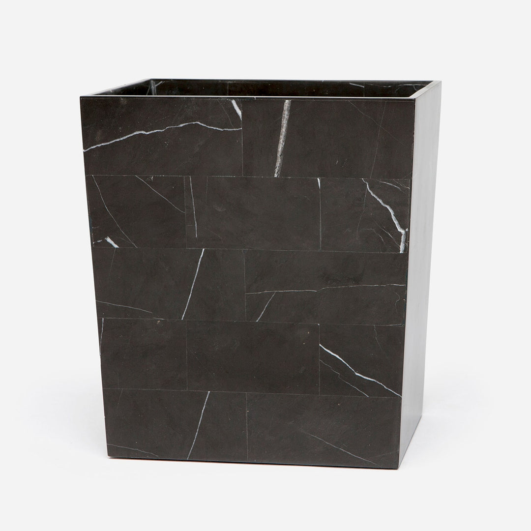 Rhodes, Nero, Wastebasket, Rectangular Tapered, Marble