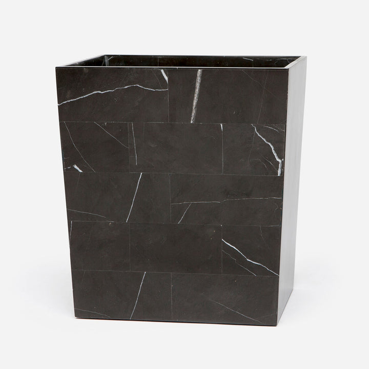 Rhodes, Nero, Wastebasket, Rectangular Tapered, Marble