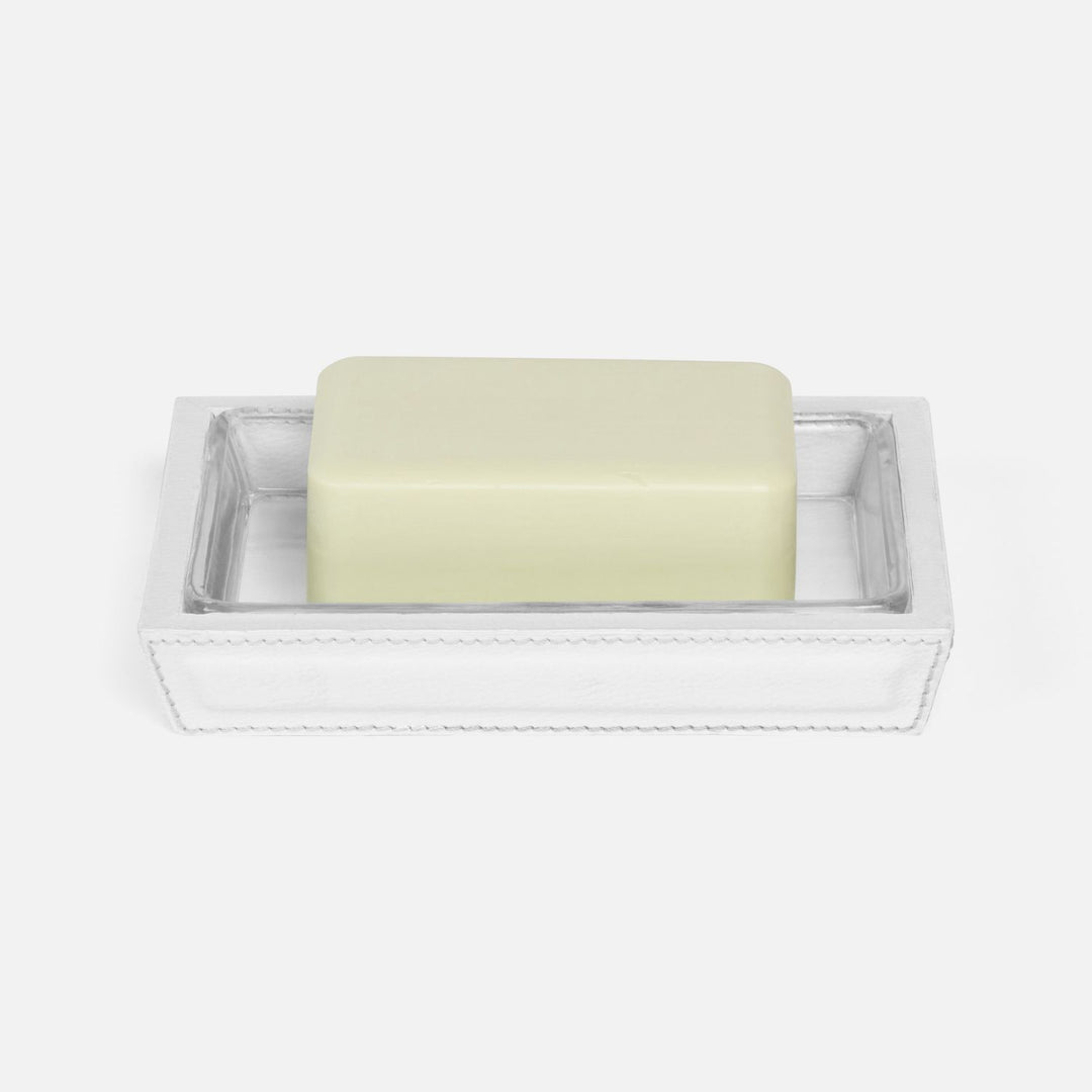 Rothwell, Bright White, Soap Dish, Rectangular Tapered, Marine Leather