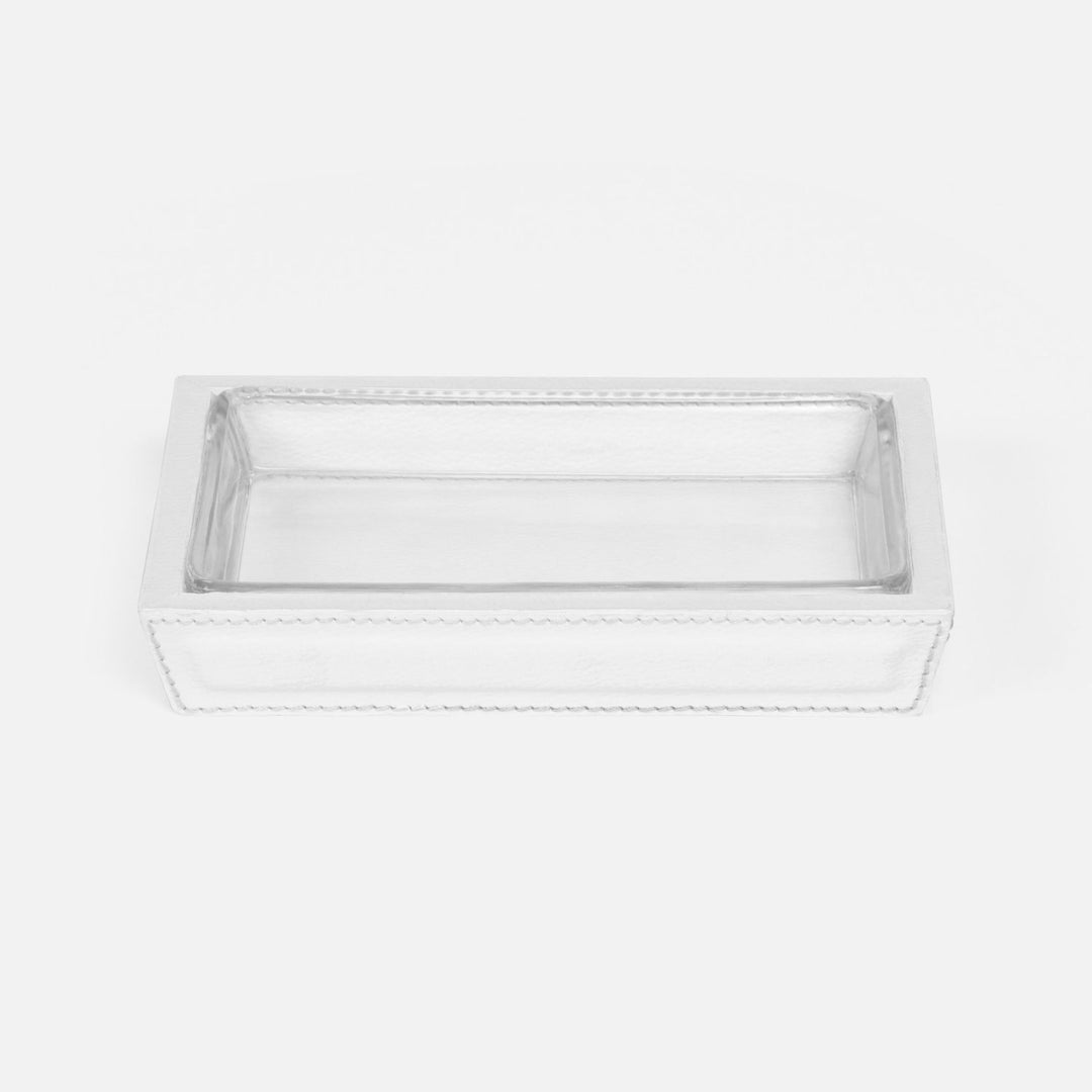 Rothwell, Bright White, Soap Dish, Rectangular Tapered, Marine Leather