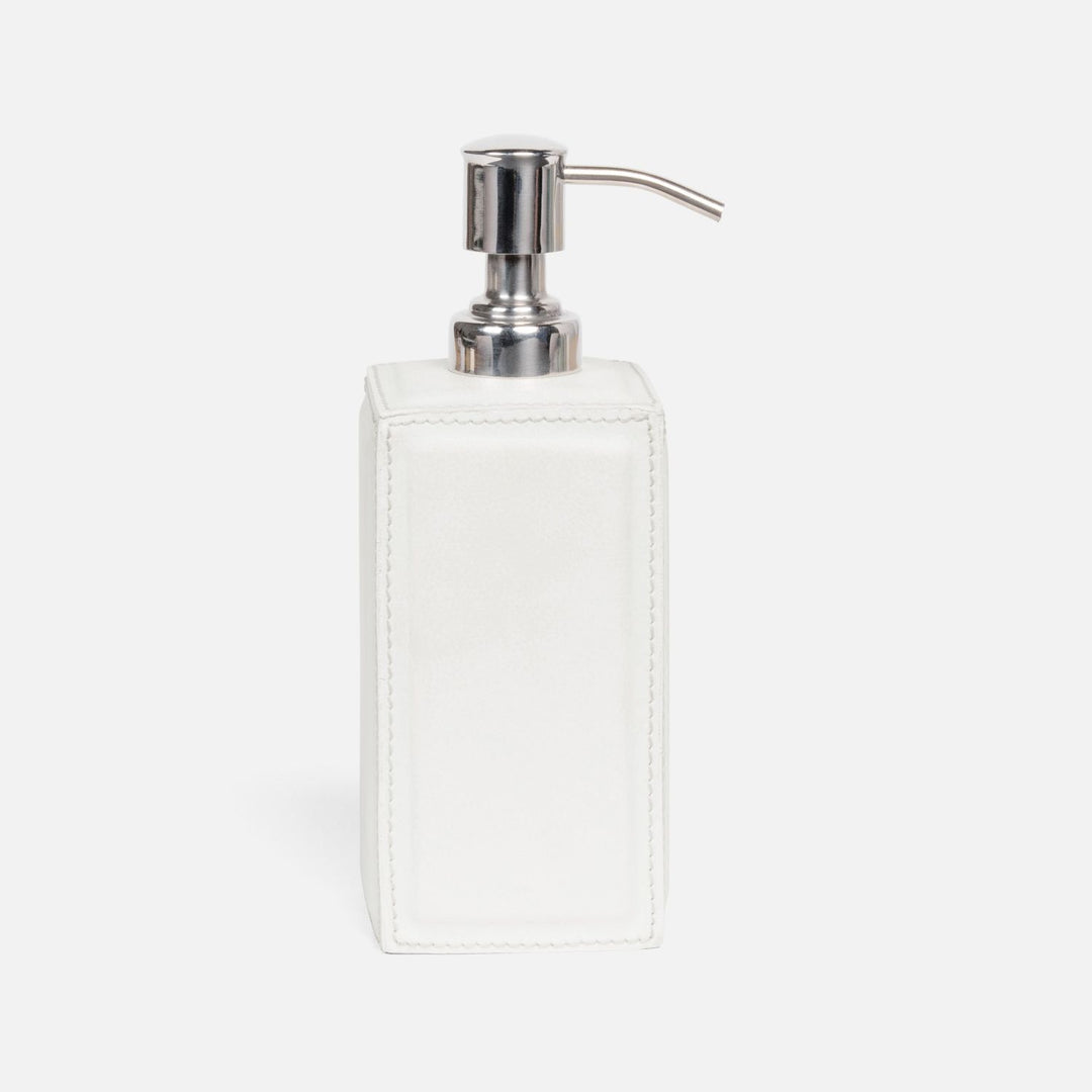 Rothwell, Bright White, Soap Pump, Square Straight, Marine Leather