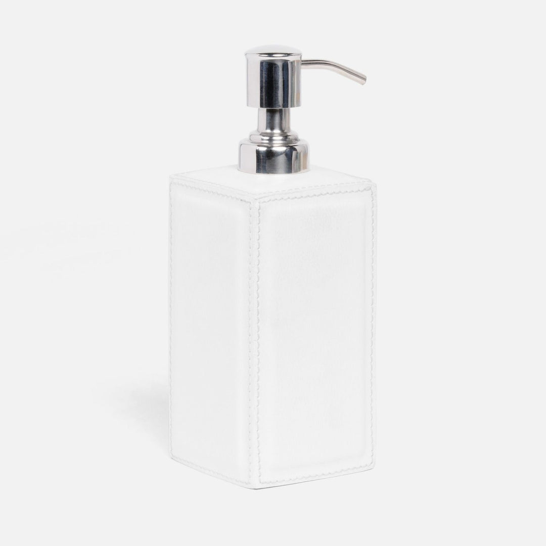 Rothwell, Bright White, Soap Pump, Square Straight, Marine Leather