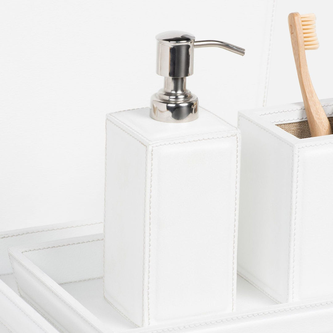 Rothwell, Bright White, Soap Pump, Square Straight, Marine Leather