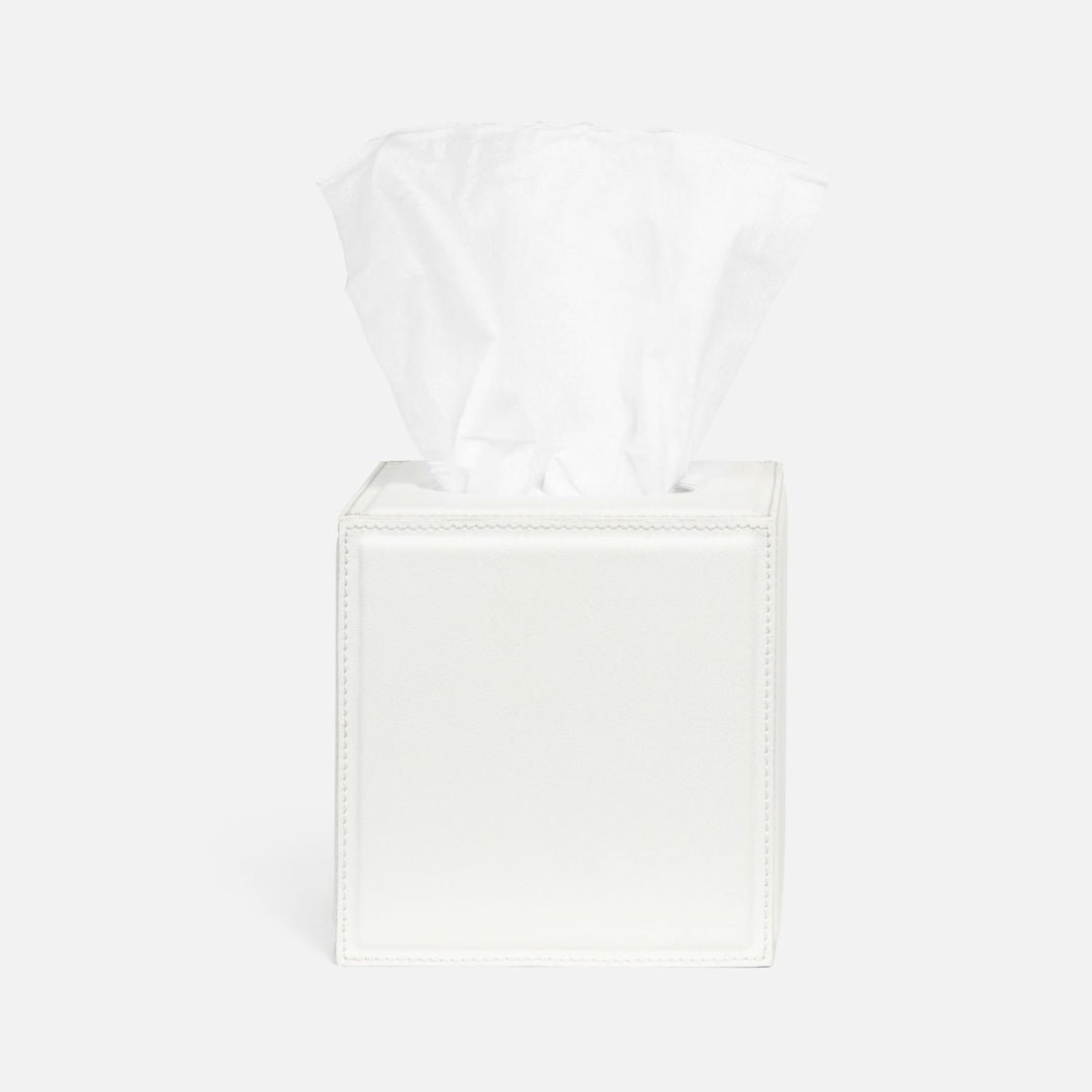 Rothwell, Bright White, Tissue Box, Square Straight, Marine Leather