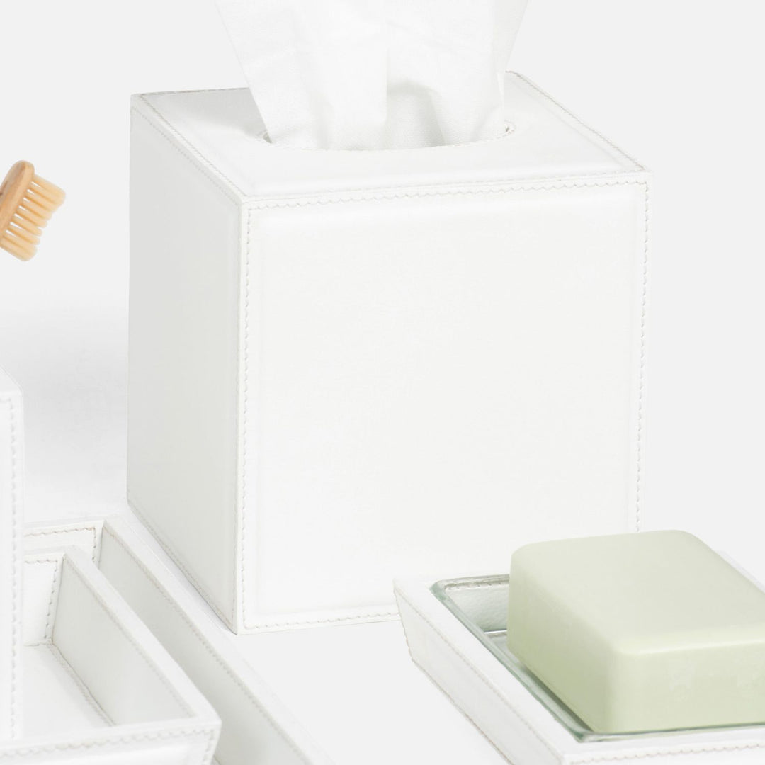 Rothwell, Bright White, Tissue Box, Square Straight, Marine Leather