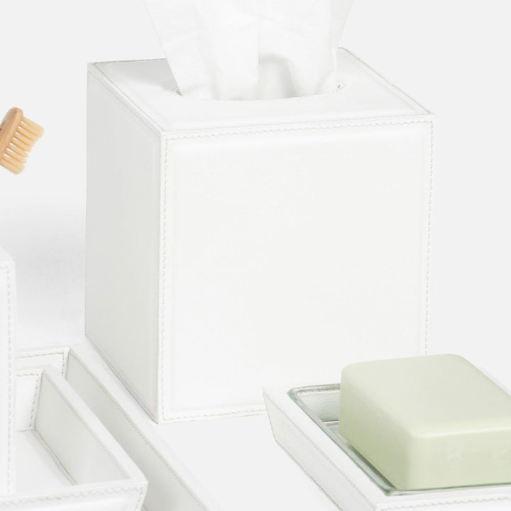 Rothwell, Bright White, Tissue Box, Square Straight, Marine Leather