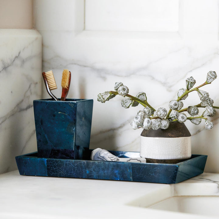Santorini, Dark Blue, Tray, Medium, Rectangular Tapered, Pen Shell