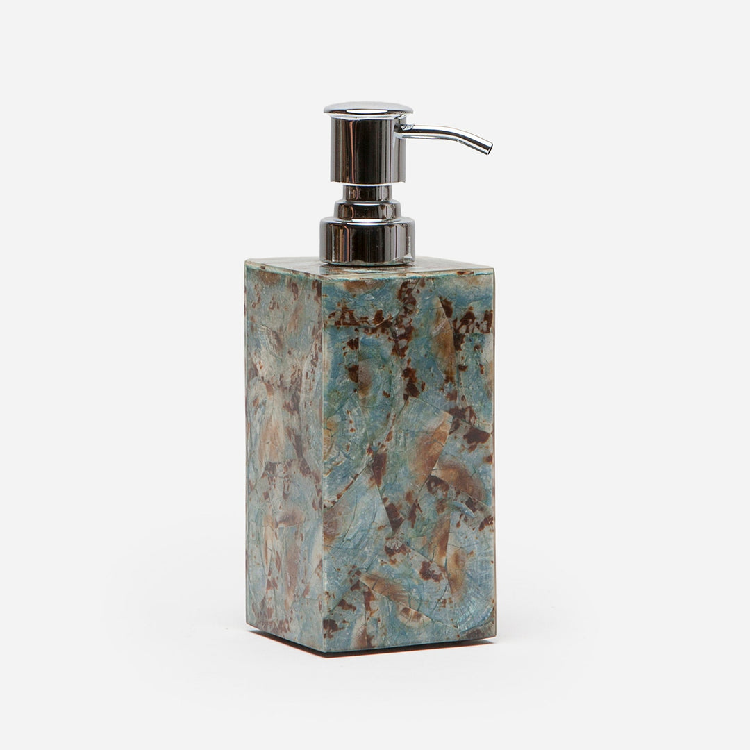 Sitges, Blue, Soap Pump, Square Straight, Limpet Shell