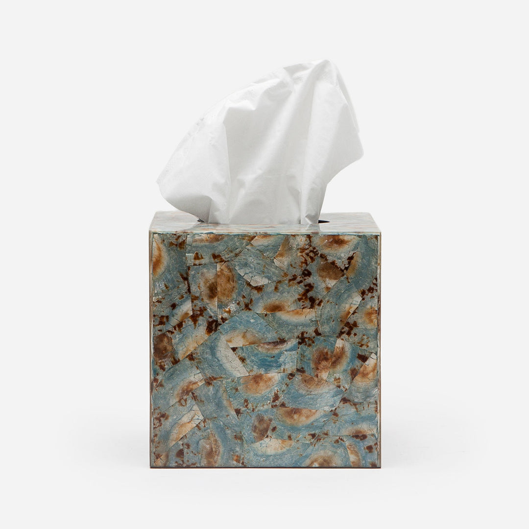 Sitges, Blue, Tissue Box, Square Straight, Limpet Shell