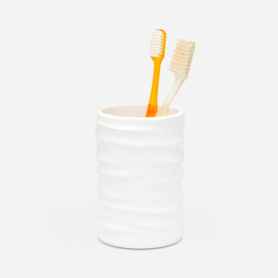 Solin, White, Brush Holder, Round, Lacquer Resin