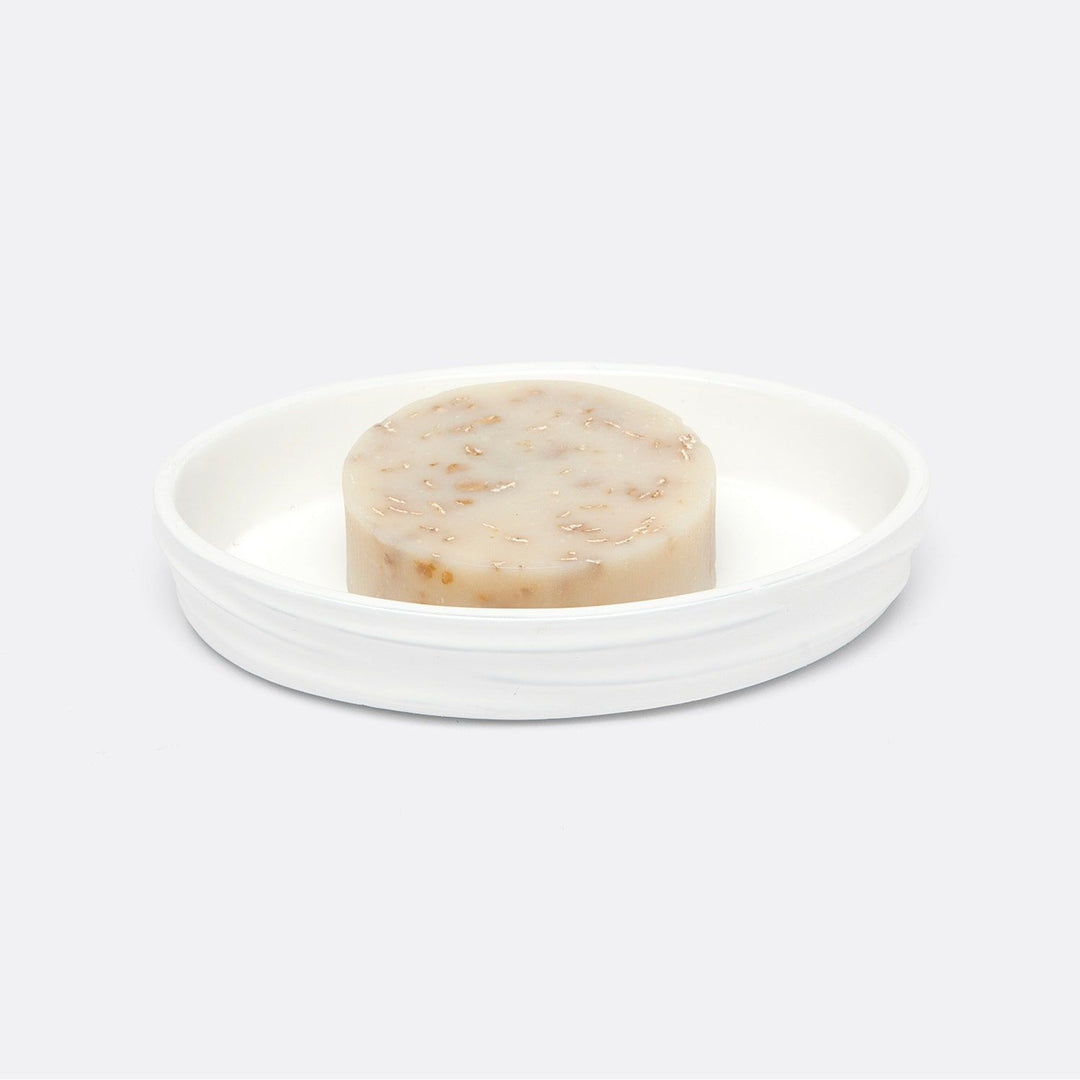 Solin, White, Soap Dish, Oval Tapered, Lacquer Resin