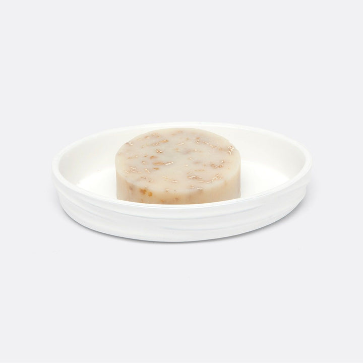 Solin, White, Soap Dish, Oval Tapered, Lacquer Resin