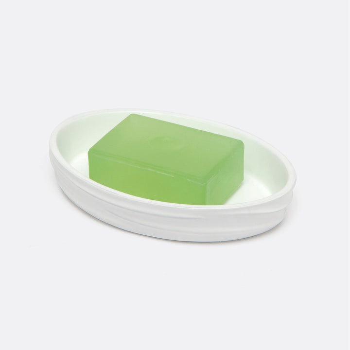 Solin, White, Soap Dish, Oval Tapered, Lacquer Resin