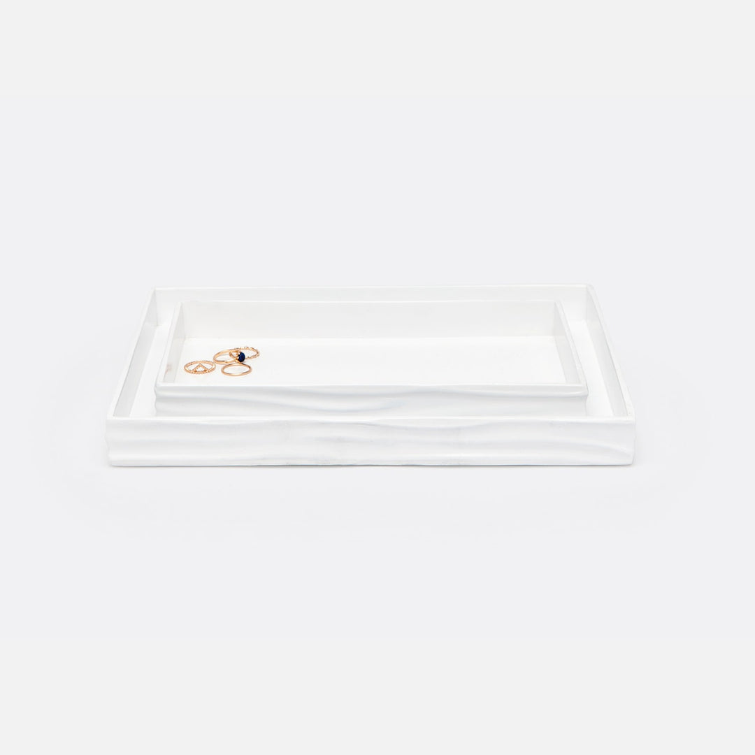 Solin, White, Nested Trays, Rectangular Straight, Lacquer Resin, S/2