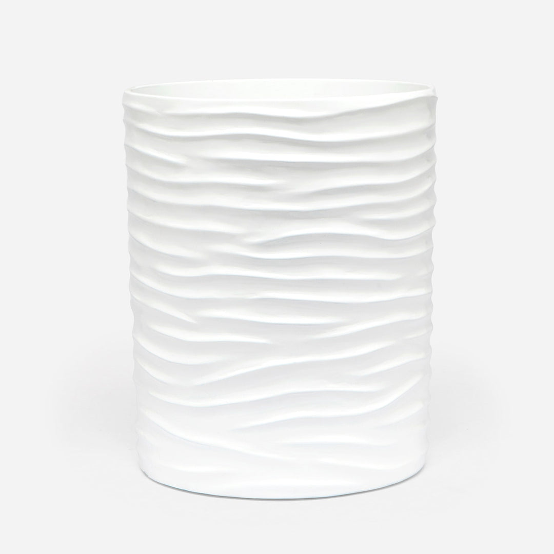 Solin, White, Wastebasket, Round, Lacquer Resin