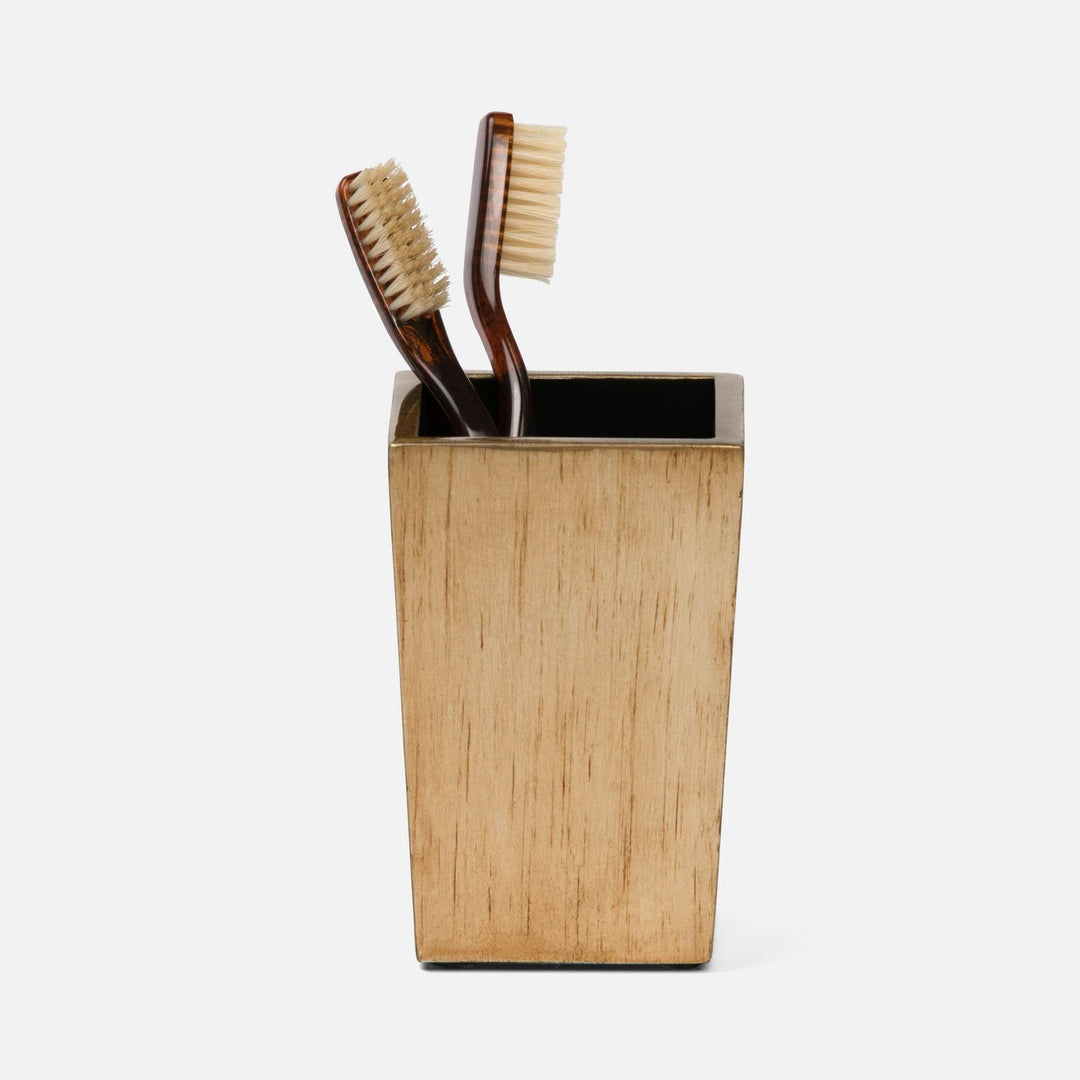 Tanlay, Antiqued Gold, Brush Holder, Square Tapered, Leaf