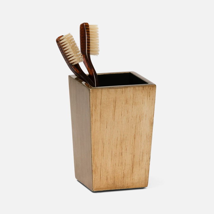 Tanlay, Antiqued Gold, Brush Holder, Square Tapered, Leaf