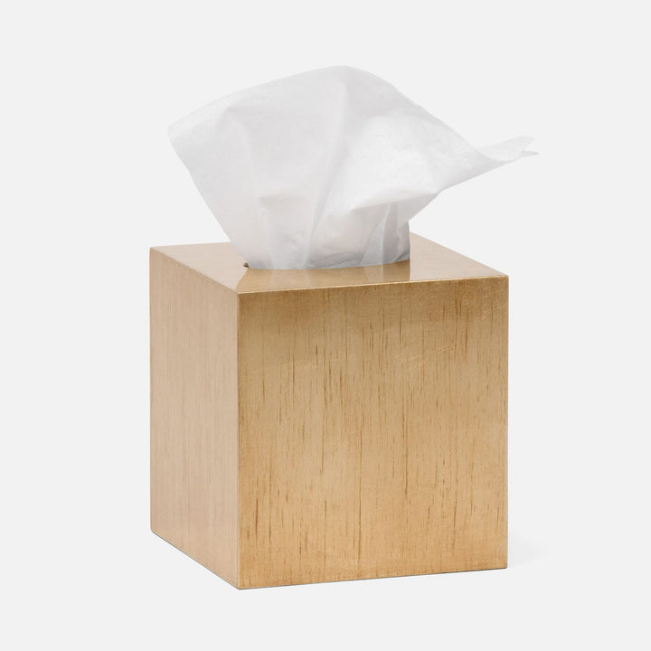 Tanlay, Antiqued Gold, Tissue Box, Square Straight, Leaf