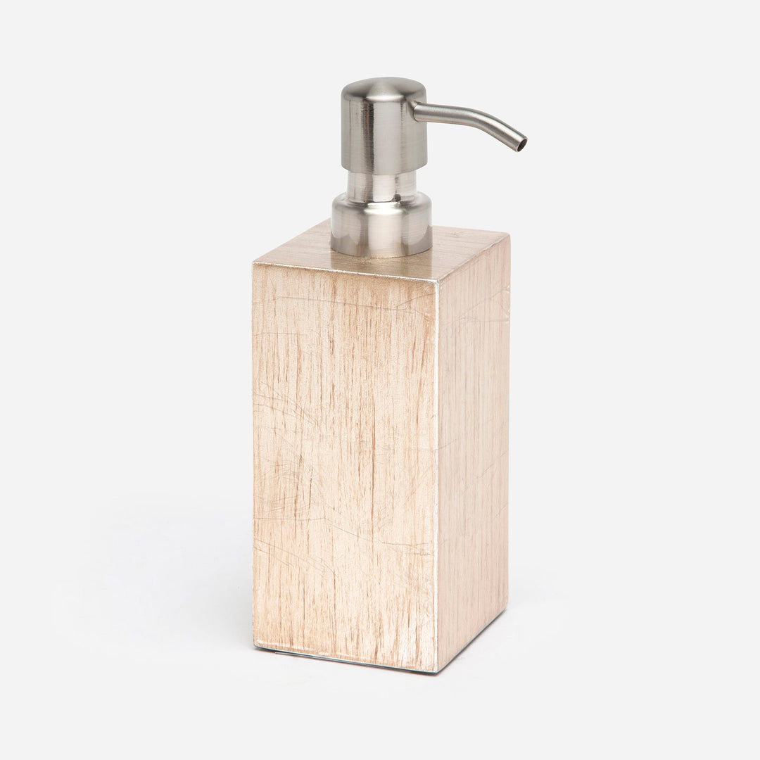 Tanlay, Lacquered Silver, Soap Pump, Square Straight, Leaf