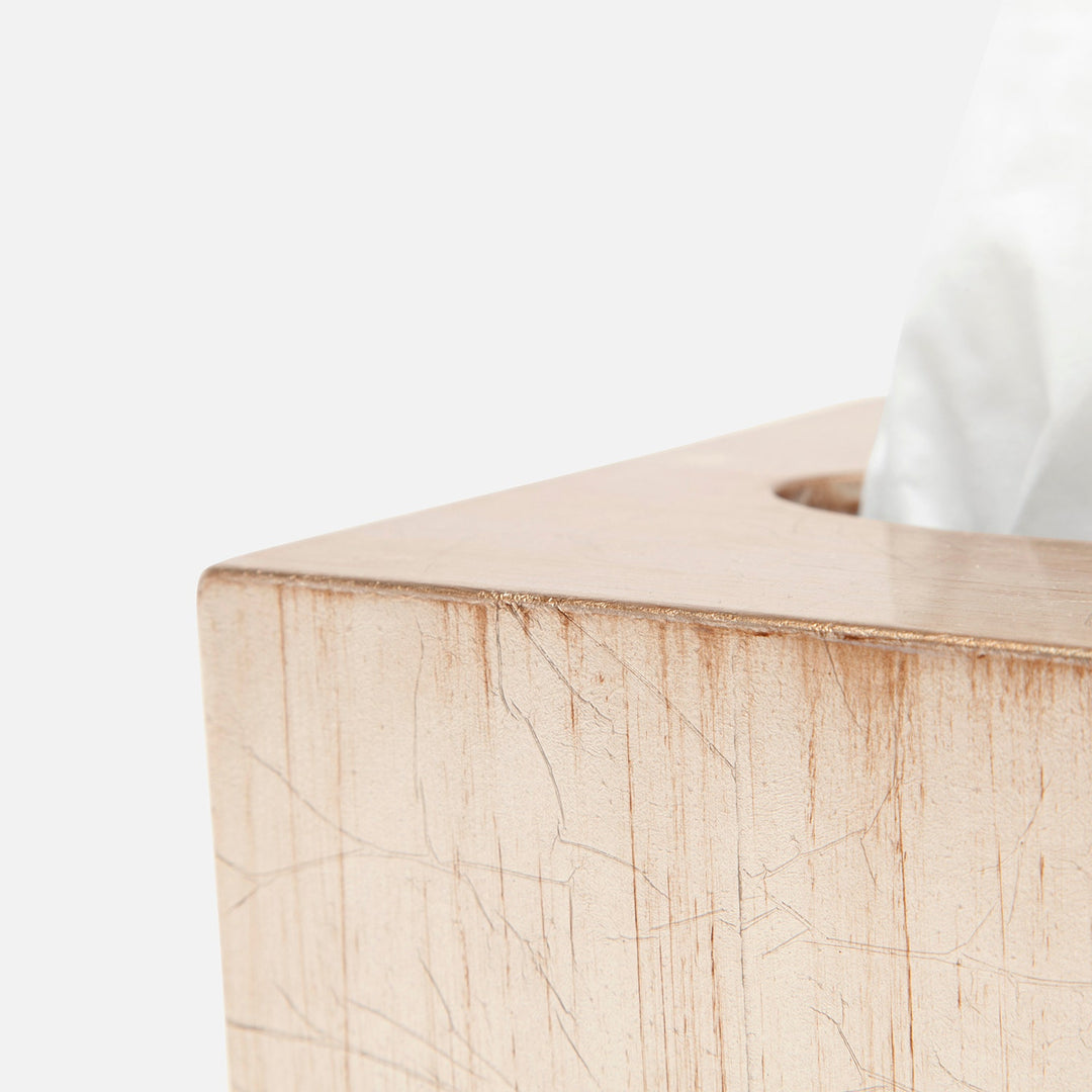 Tanlay, Lacquered Silver, Tissue Box, Square Straight, Leaf