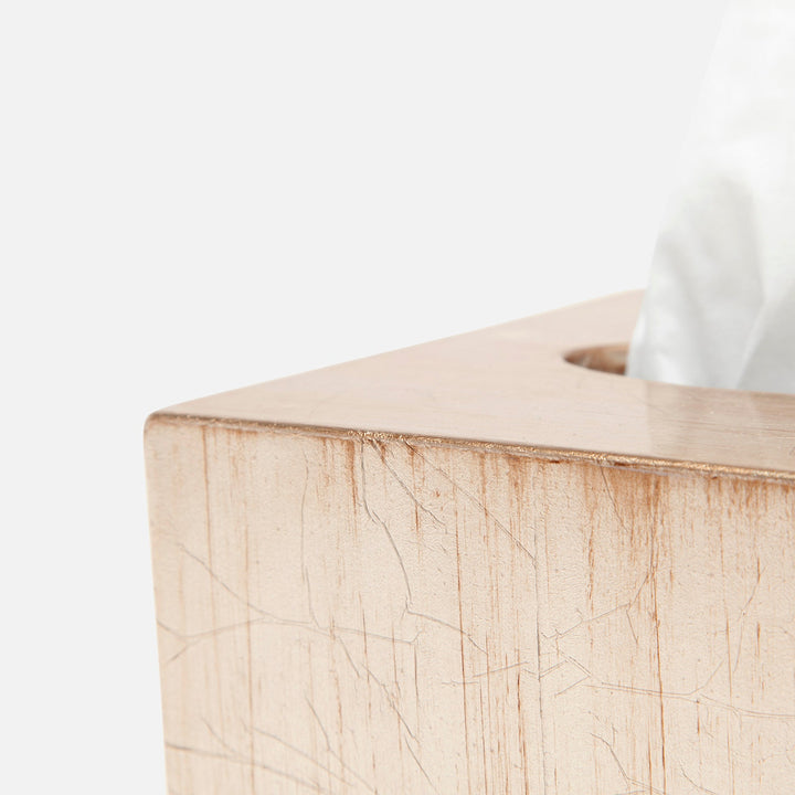 Tanlay, Lacquered Silver, Tissue Box, Square Straight, Leaf