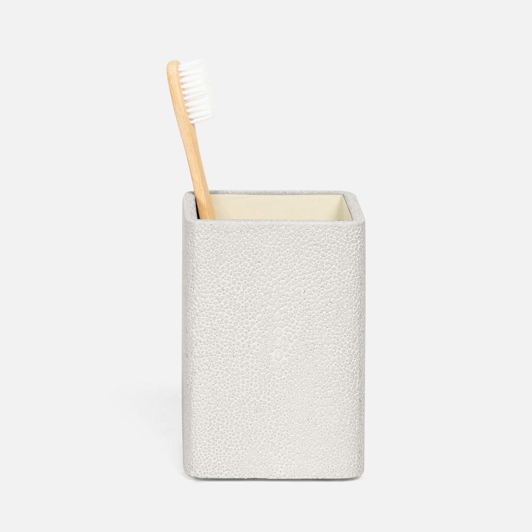 Tenby, Blanc Br, Brush Holder, Square Straight, Realistic Faux Shagreen