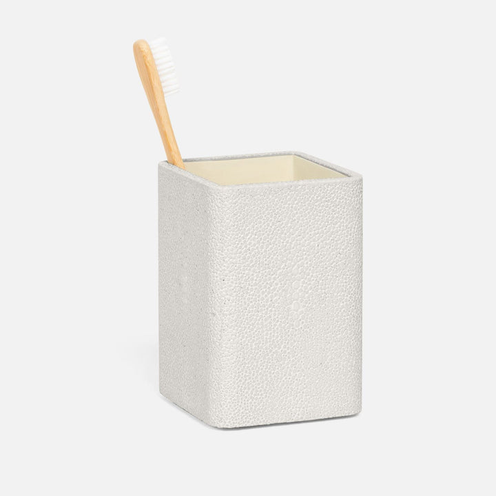 Tenby, Blanc Br, Brush Holder, Square Straight, Realistic Faux Shagreen