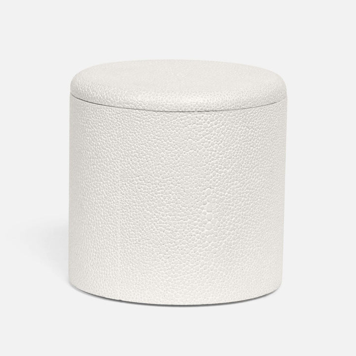 Tenby, Blanc Br, Canister, Large, Round, Realistic Faux Shagreen