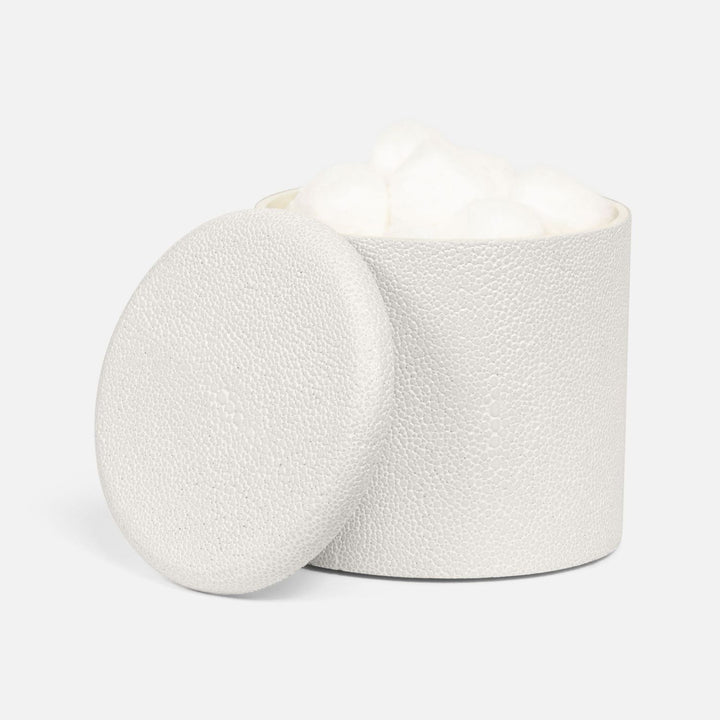 Tenby, Blanc Br, Canister, Large, Round, Realistic Faux Shagreen