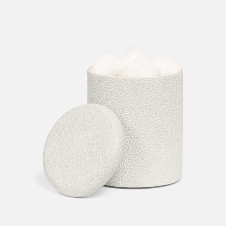 Tenby, Blanc Br, Canister, Small, Round, Realistic Faux Shagreen