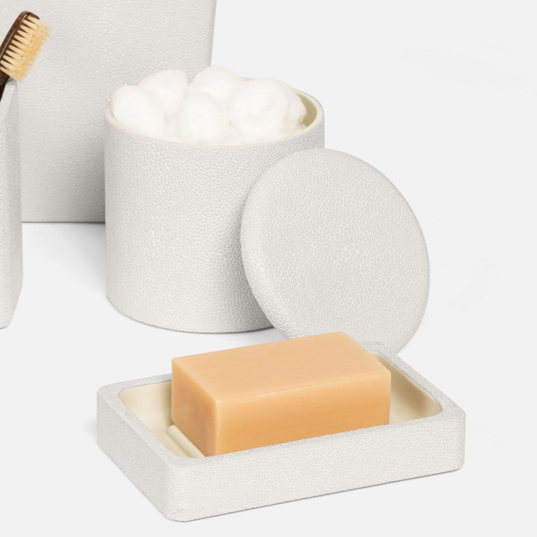Tenby, Blanc Br, Canister, Small, Round, Realistic Faux Shagreen