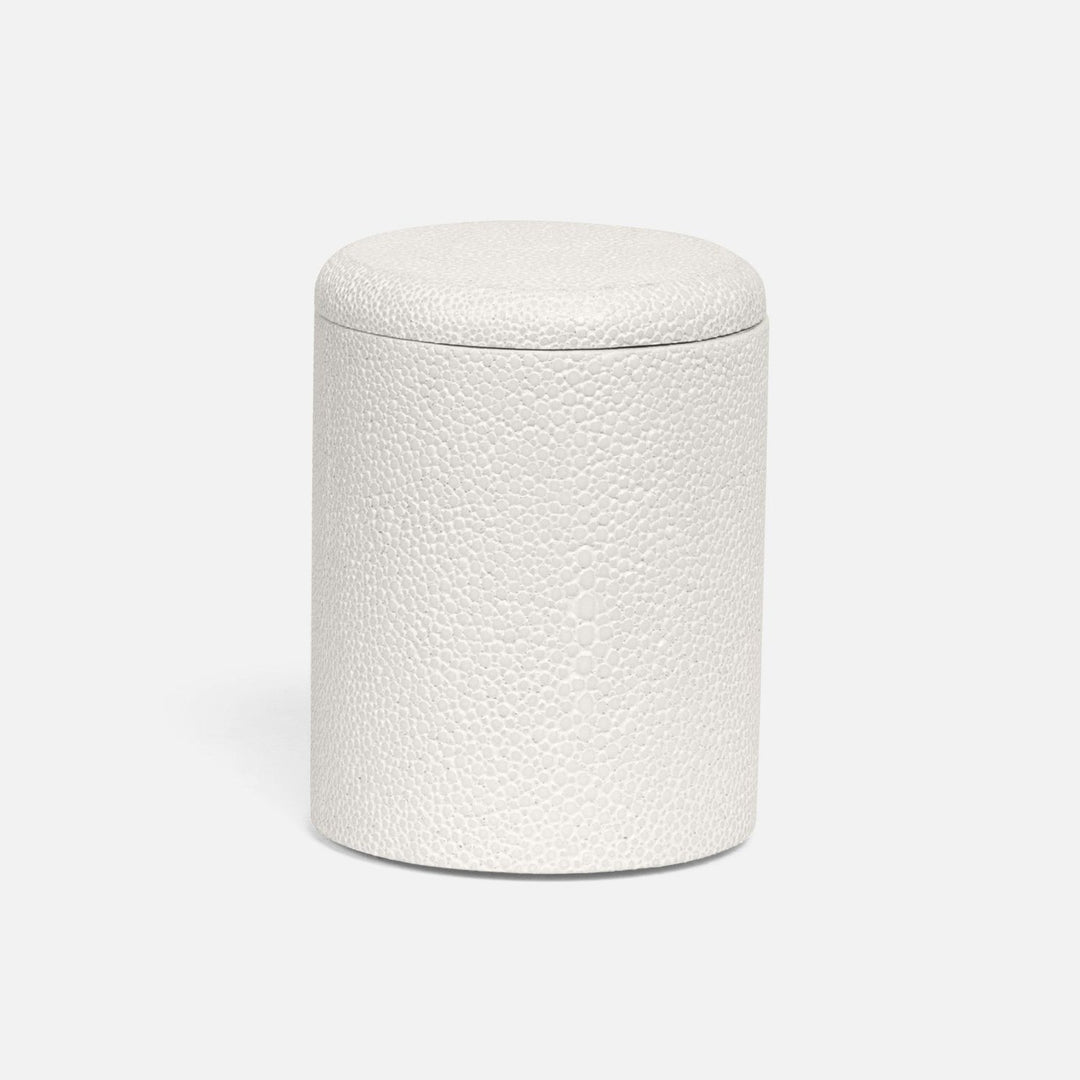 Tenby, Blanc Br, Canister, Small, Round, Realistic Faux Shagreen