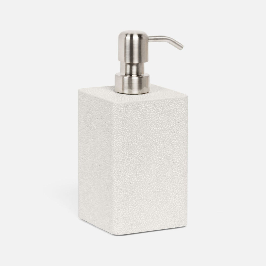 Tenby, Blanc Br, Soap Pump, Square Straight, Realistic Faux Shagreen