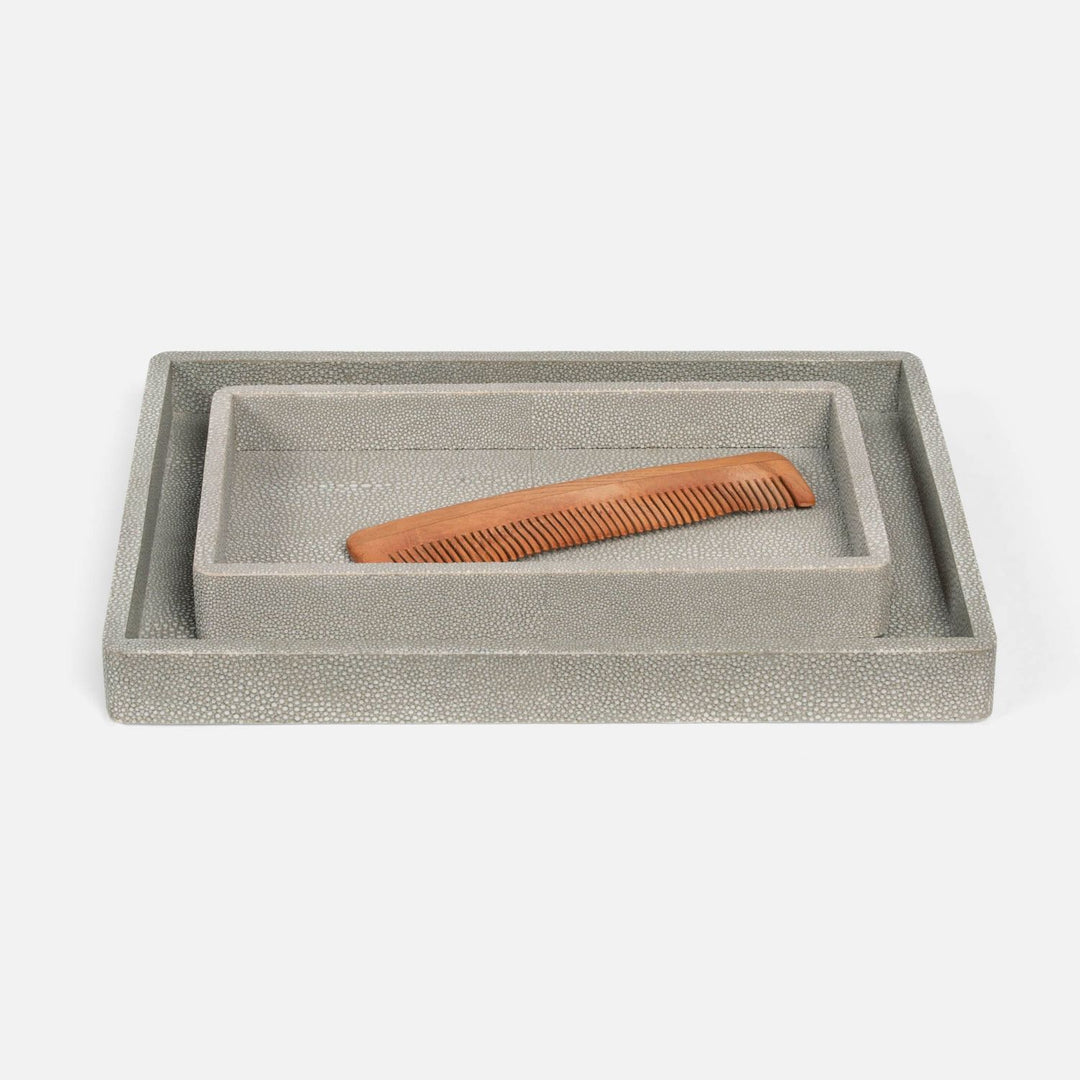 Tenby, Sand, Nested Trays, Rectangular Straight, Realistic Faux Shagreen, S/2