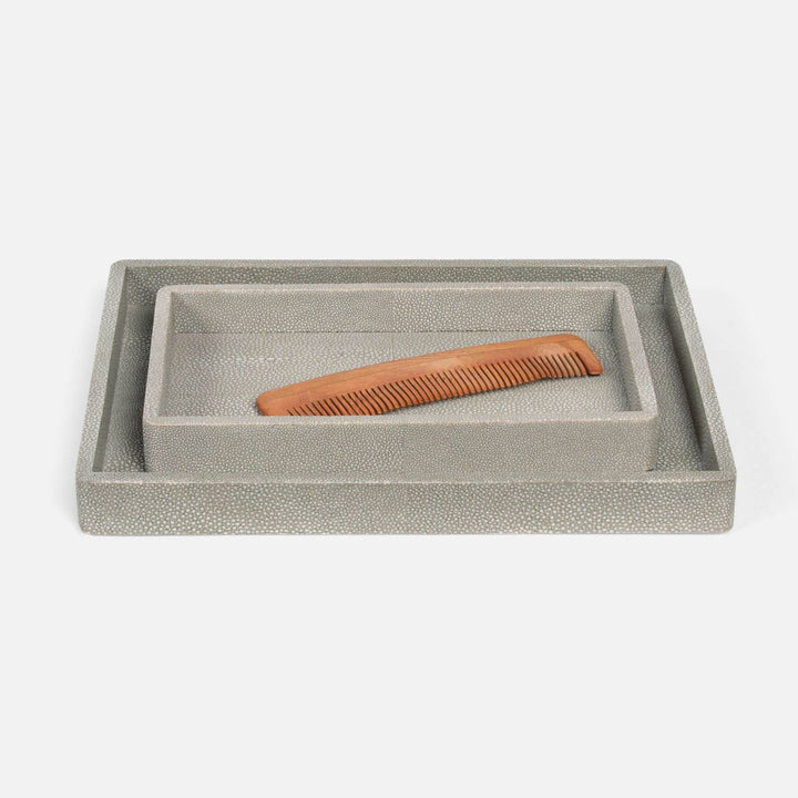 Tenby, Sand, Nested Trays, Rectangular Straight, Realistic Faux Shagreen, S/2