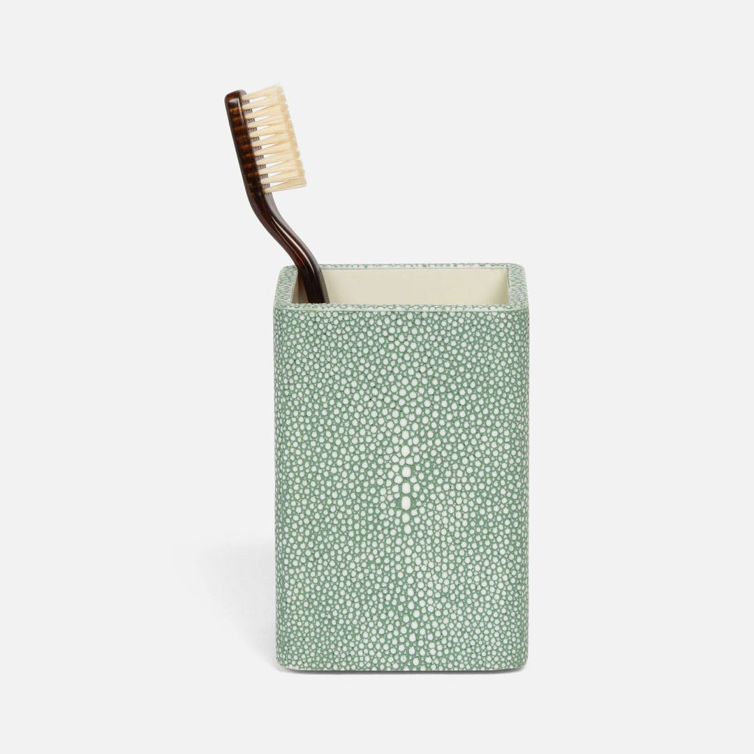 Tenby, Sage, Brush Holder, Square Straight, Realistic Faux Shagreen