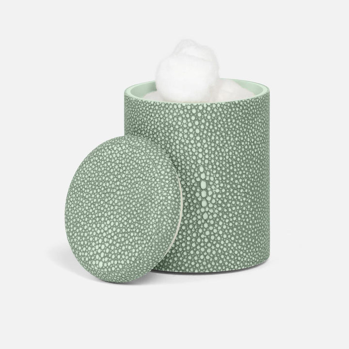 Tenby, Sage, Narrow Canister, Round, Realistic Faux Shagreen